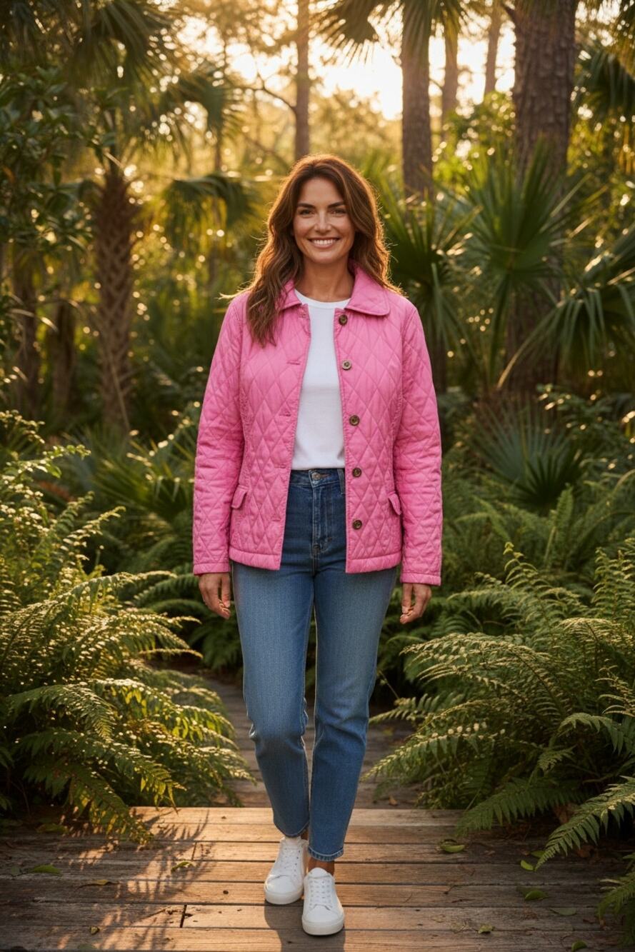 Lilly Pulitzer Pink Diamond Quilted Jacket Size 8